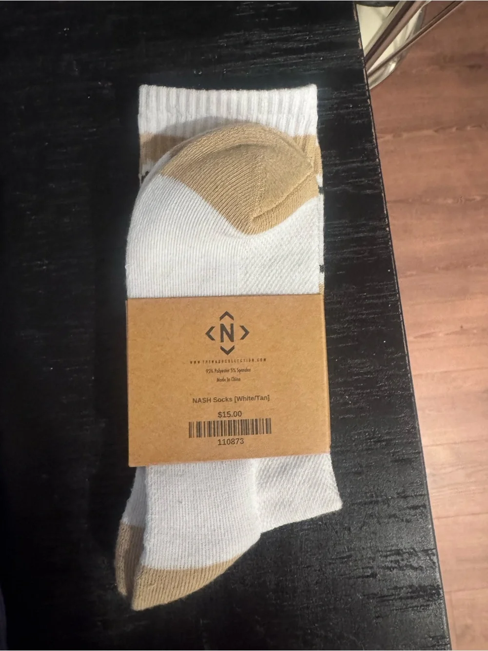 Ash Men's Crew Socks in White & Tan